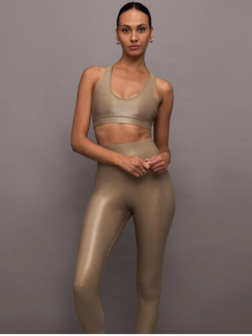 Carbon 38 Action Bra 2.0 w/ Active Leggings set in Takara Shine Caribou Sz S/M